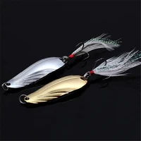 1pcs metal 3g5g gold sliver sequins spinner fishing lure with feather spoon bait wobblers hard baits treble hook pesca