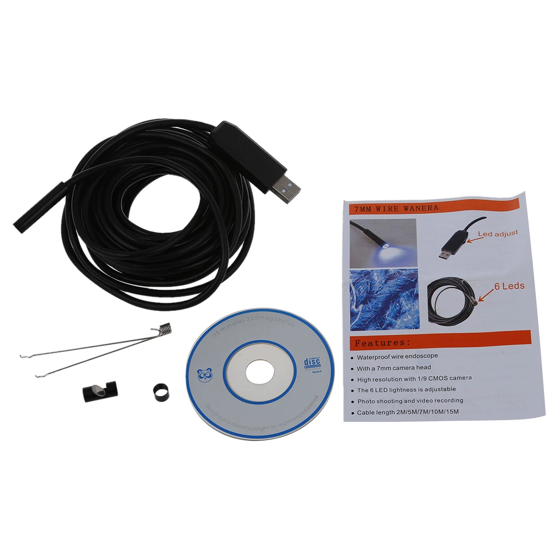 USB 2 0 LED бороскоп эндоскоп Труба инспекционная видеокамера 7 м | Электроника