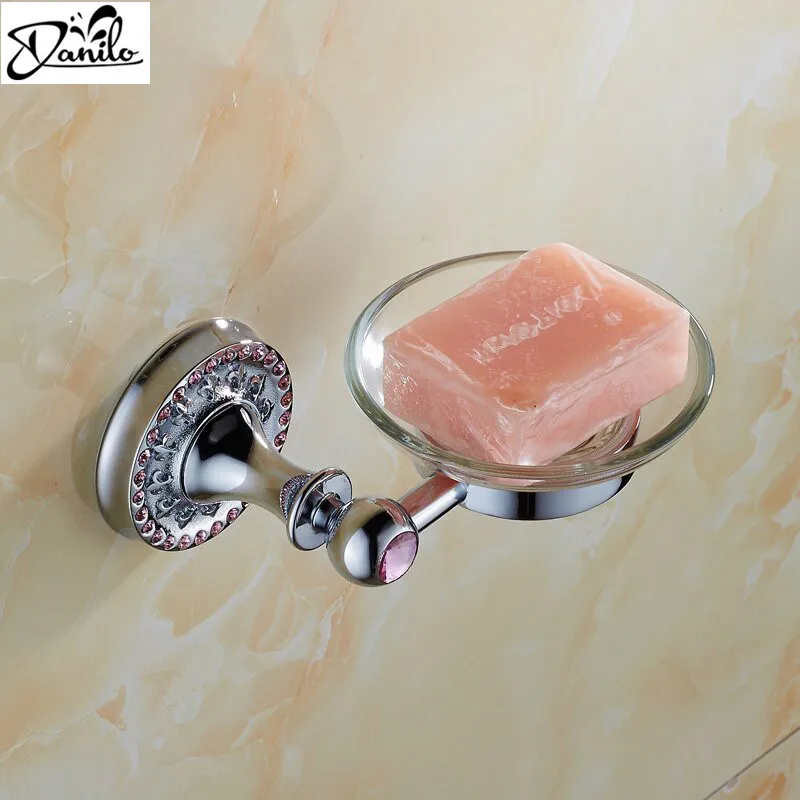 Free Shipping Crystal &amp Brass Glass Bathroom Accessories Soap Dishes / Holder/Soap Case Wall Mounted | Обустройство дома