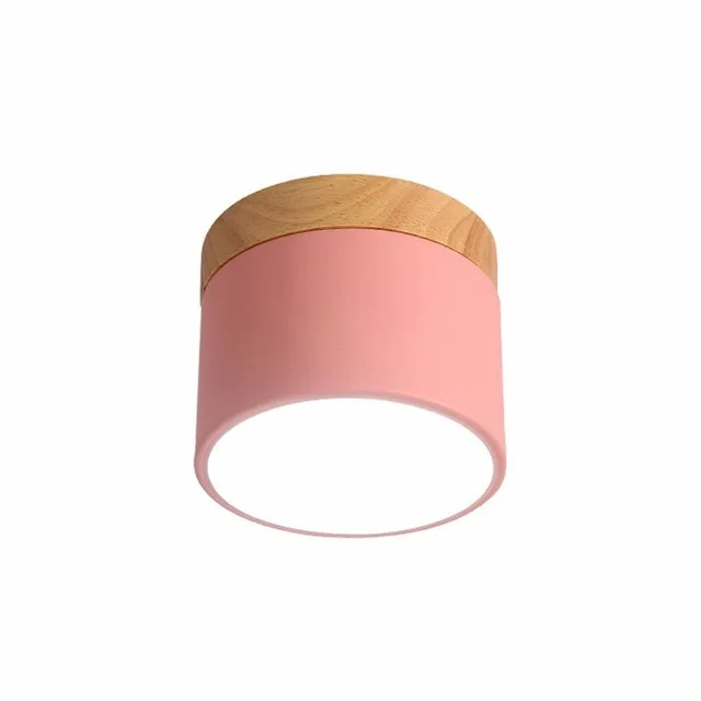 pink Современные потолочные светильники, Скандинавское железо+ деревянный потолочный светильник для гостиной, спальни, детской комнаты, коридора, светодиодный светильник для дома - Цвет корпуса: pink