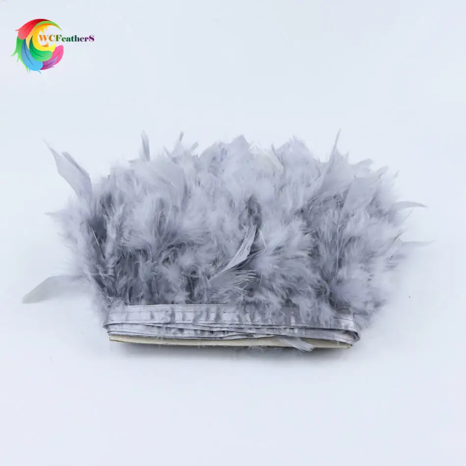 2 ярдов окрашенная кожа розовый индейка перо бахрома отделка 4-6 дюймов Chandelle Marabou отделка из перьев юбка платье отделка - Цвет: sliver gray
