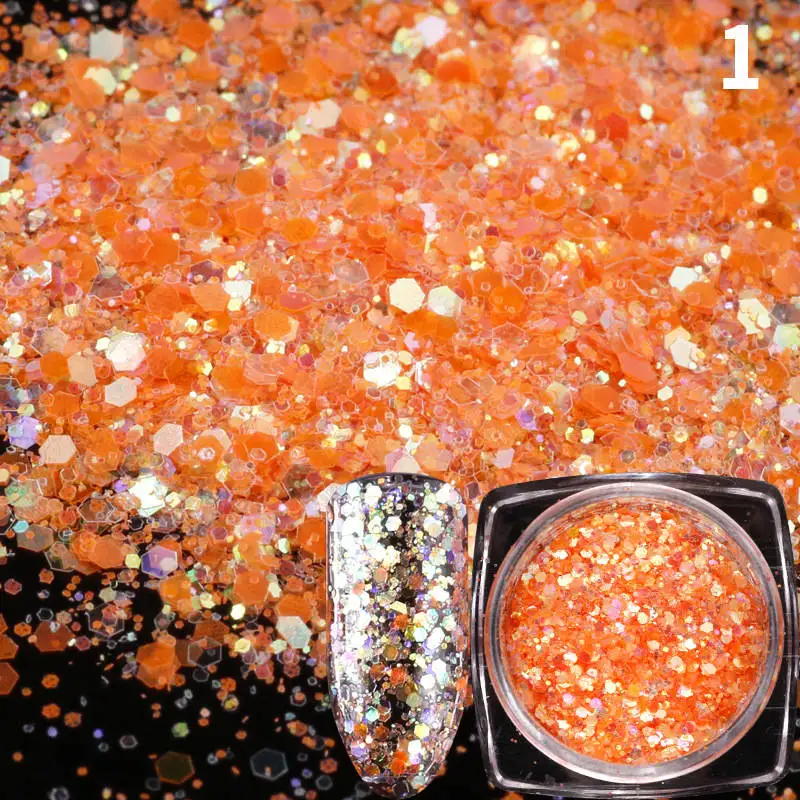 1 Holo лазерный красочный Сияющий шестиугольник Коренастый Блеск для ногтей искусство Японский Корейский стиль пайетки для тела лицо вечерние DIY Декор - Цвет: 1