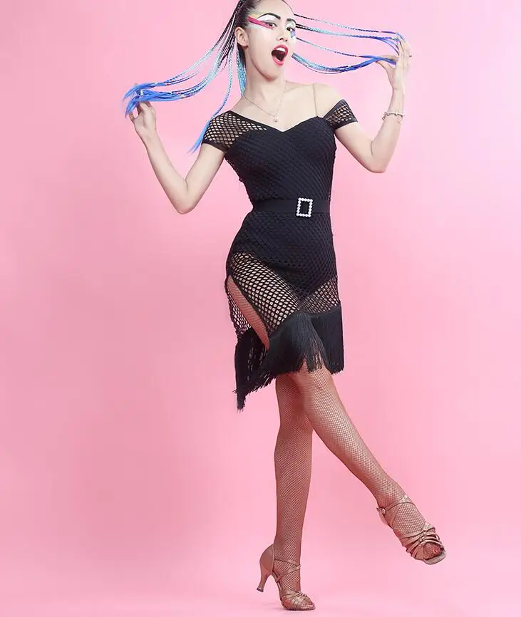 

women competition latin dress Sexy mesh Women Competition Dance dress Salsa Dresses Ballroom Dance Ladies Latin Dress