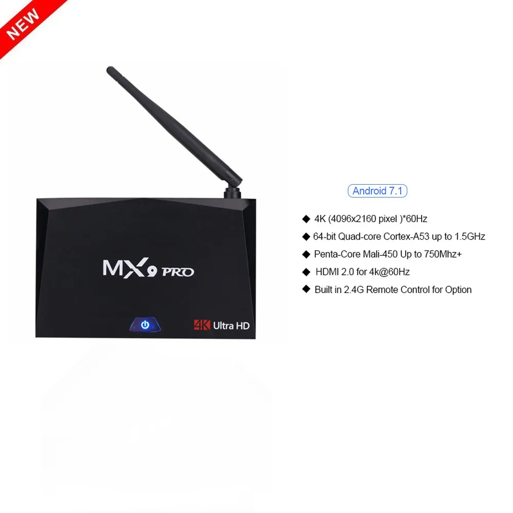 Новинка MX9 PRO Android 7 1 RK3328 Rockchip ТВ приставка 2 ГБ/4 ГБ 16 ГБ/32 4G WIFI 1000 м LAN HD2.0 USB3.0 4 K VP9 HDR10