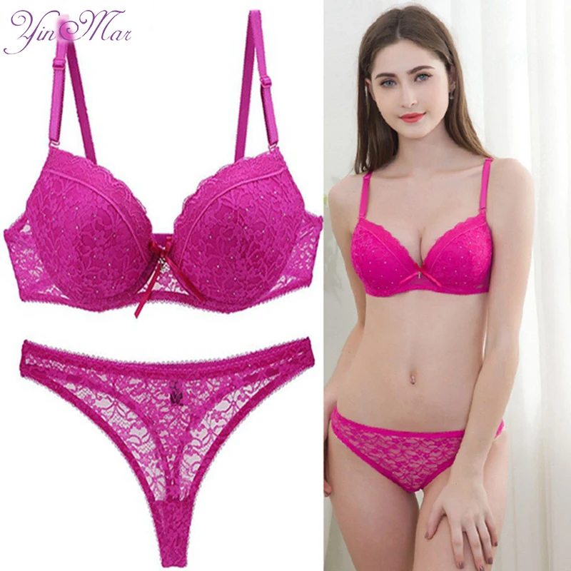 Yinmar сексуальные стринги леди бюстгальтер push up Кружево выдалбливают Bralette Нижнее