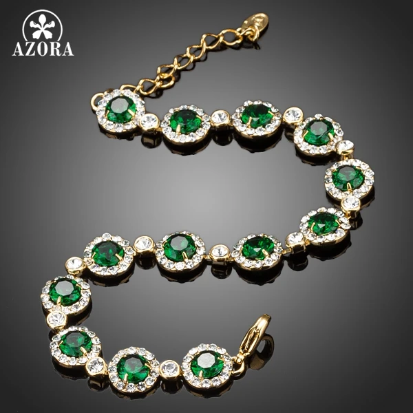 AZORA Glam золотой цвет 13 шт. зеленый высшего качества круглый кубический цирконий