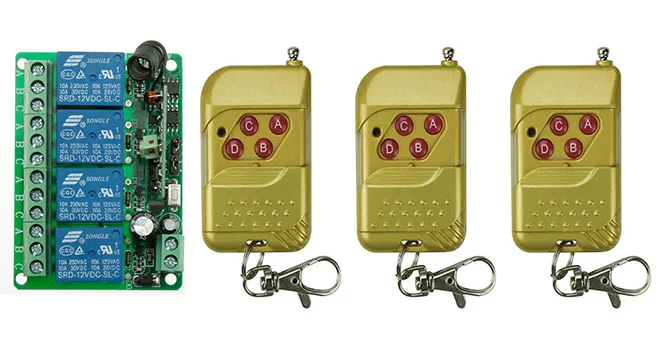 DC12V 4CH 10A RF Беспроводной дистанционного Управление переключатель передатчик и