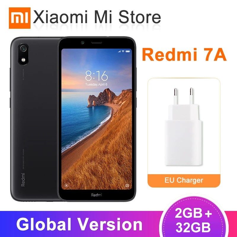 Новая глобальная версия Xiaomi Redmi 7A 2 ГБ 32 ГБ Смартфон Snapdragon 439 Octa core 5,4" HD экран 4000 мАч 12 МП камера разблокировка лица