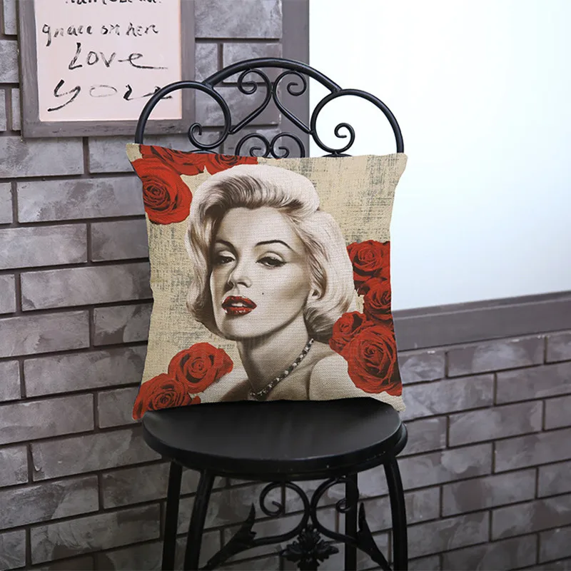 Marilyn Monroe Роза декоративная наволочка 2017 дюймов искусственная Декор Cojines 45*45