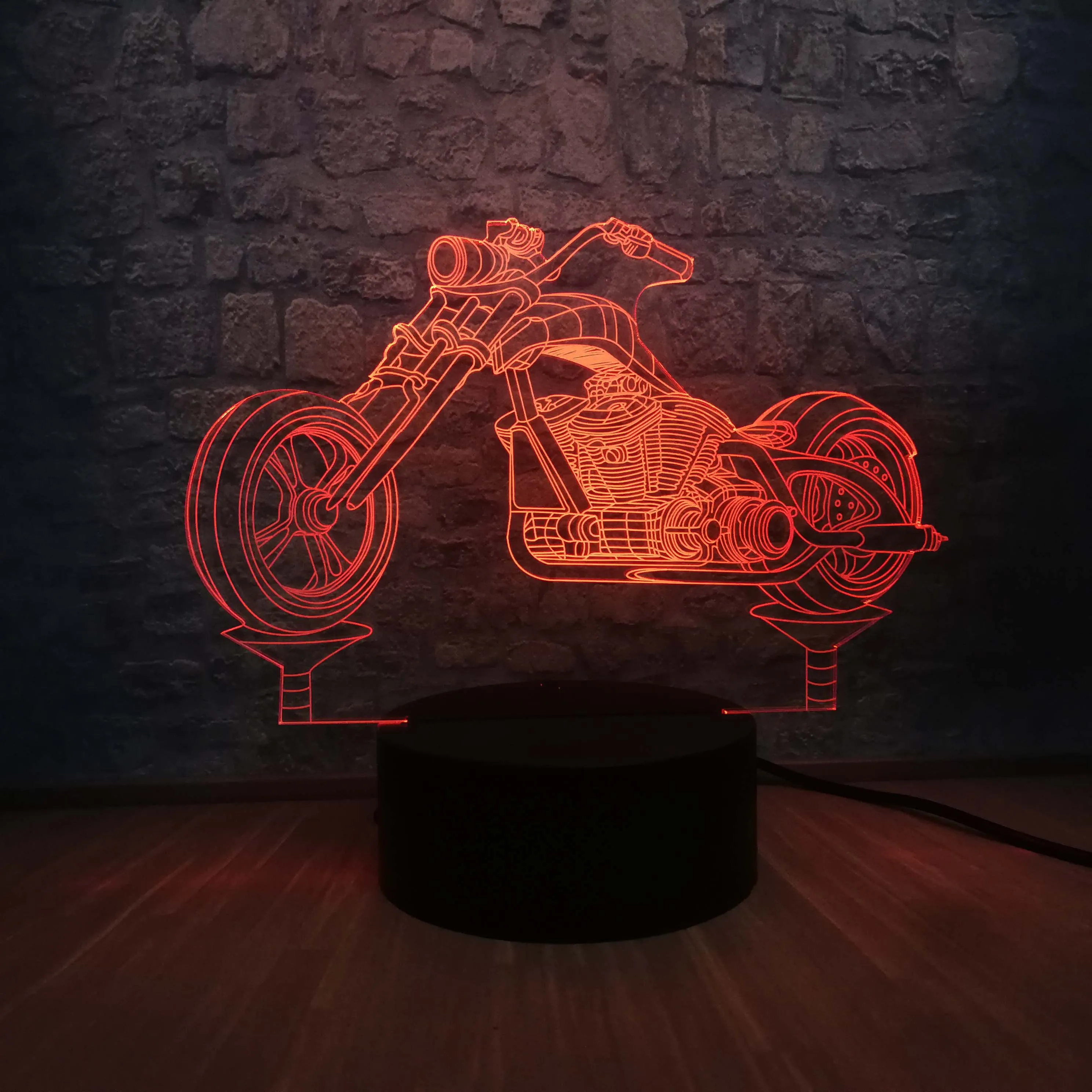 3D Ретро крутой мотоцикл настольная лампа ночник светильник красочный градиент