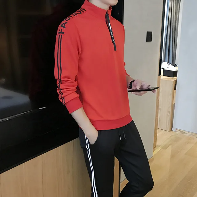 

Rlyaeiz 2019 Spring Korean Slim Tracksuit Men Set Casual Sporting Suits Men Striped Hoodies + Pants Sportswear Male Sweat Suit