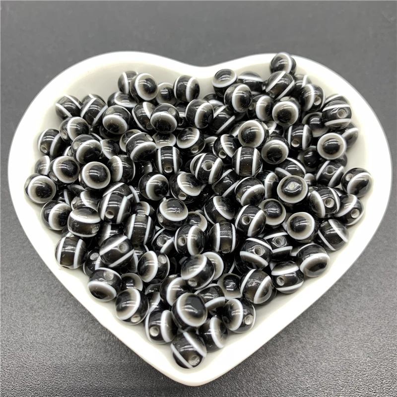 Бусины разделители из смолы черные круглые бусины сглаза для изготовления