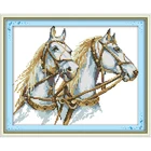 Китайские наборы для вышивки крестиком Вечная любовь с двумя лошадьми, экологичный хлопок, печатный рисунок 11CT, новогодние украшения сделай сам для дома