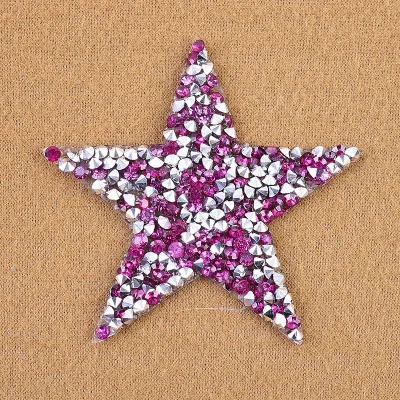 fuchsia Цветные стразы со звездами, нашивки для одежды, ширина 6 см, вышитая аппликация, наклейки для свадебного платья - Цвет: fuchsia