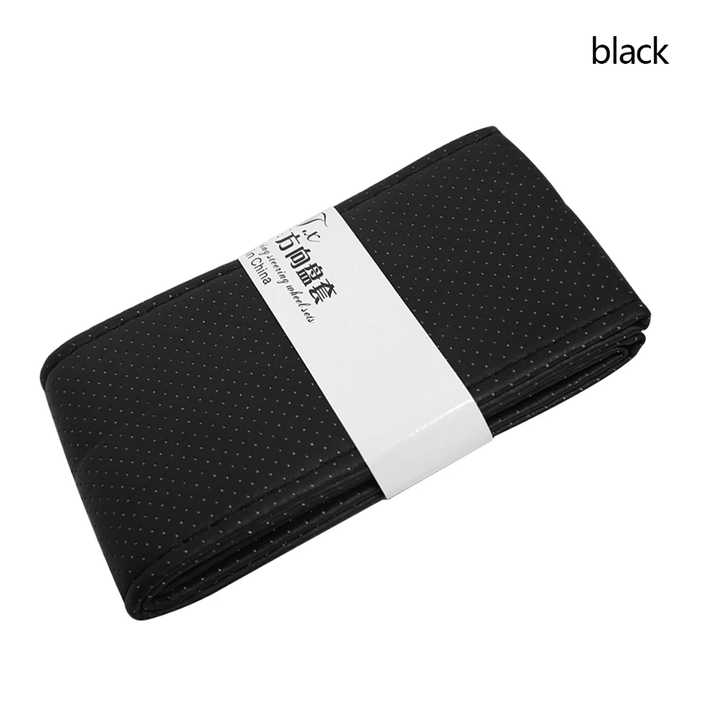 black 1 шт. черный DIY автомобильный чехол на руль с иглами и резьбой черный PU кожаный автомобильный протектор Инструменты для укладки аксессуары - Название цвета: black
