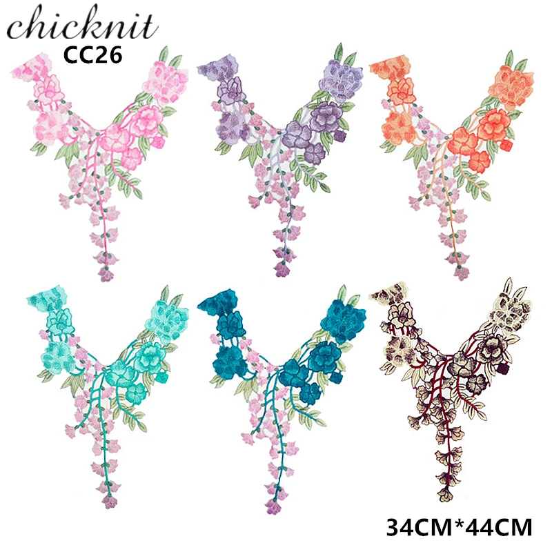 CHICKNIT несколько цветов вышитый цветок шеи кружевной воротник для шитья diy