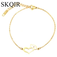 skqir medical charm jewelry gold color love heart bracelets for women nurse doctor stainless steel bracelet pulseira feminina