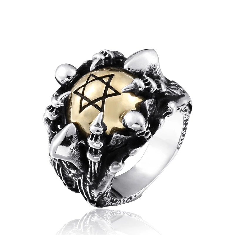 Кольцо СКА с гексаграммой в форме звезды кольца для мужчин Anillos титановая сталь