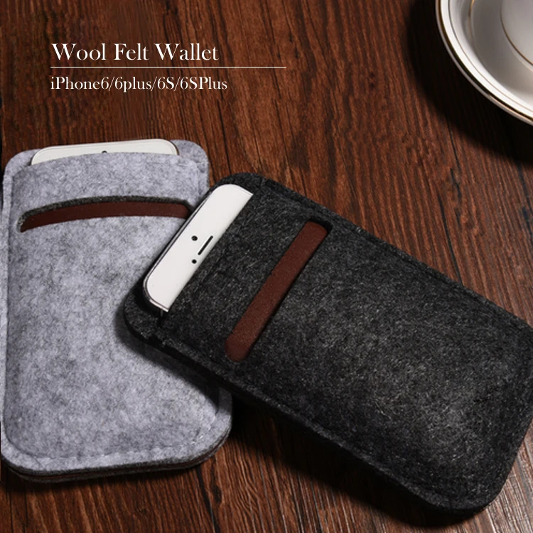 Шерсть Фетр бумажник мобильного телефона сумка для iPhone 6 6S плюс Чехол 4.7 дюймов