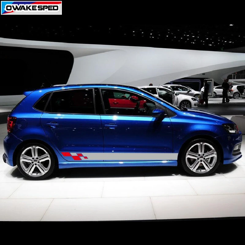 Автомобильная наклейка s Sport с графическими полосками, для боковой двери, юбки, Декор, наклейка для Volkswagen POLO GOLF Tiguan на Автомобильный кузов виниловый стикер