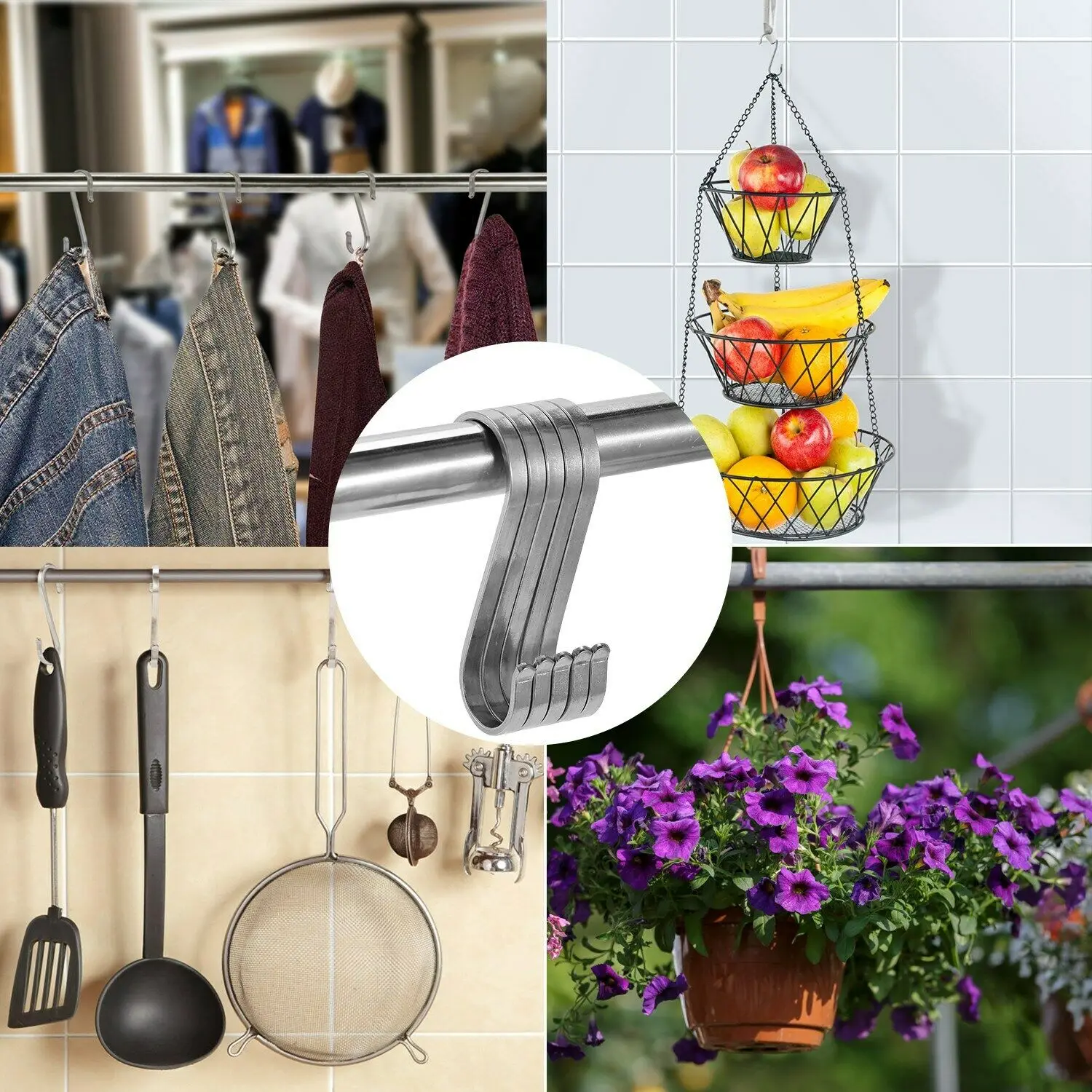 5 шт. в форме S практичные крючки кухонные перила S вешалка крючок держатель застежки крючки из нержавеющей стали для подвешивания одежды сумки крюк