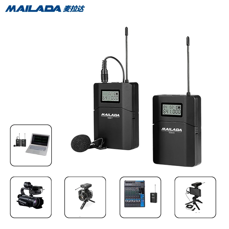 Mailada WM8 Профессиональный UHF беспроводной микрофон система записи видео нагрудный
