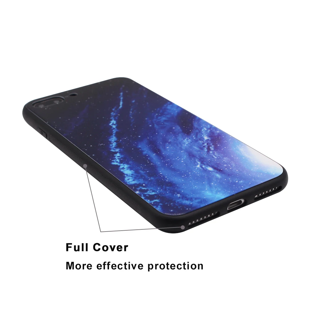 Luxury Phone Case For Coque iphone 7 Plus case Bizarre Fly Starry Sky Back Cover Shell Double funda Glass Capa Housing Apple |