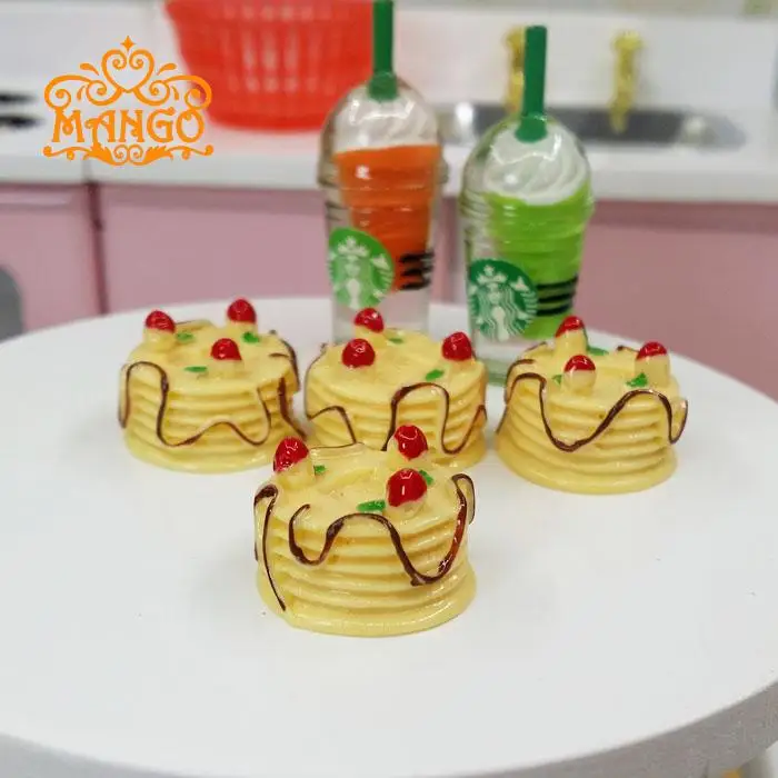 

1/12 Dollhouse Miniature Food Yellow fruit birthday cake 4pcs