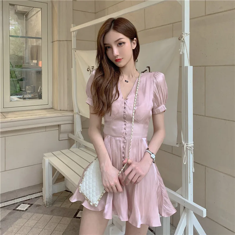 Женское модное однотонное шикарное Платье Vestidos летнее праздничное однобортное