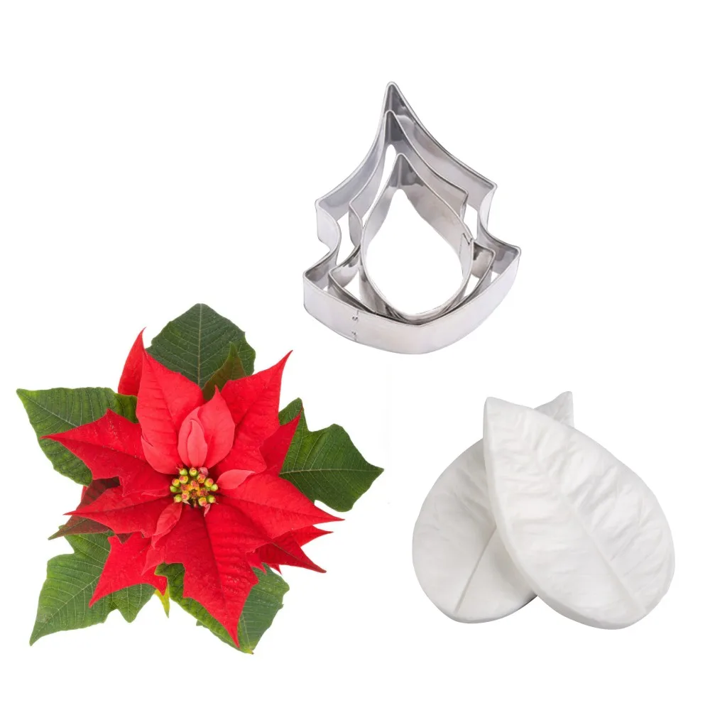 5 шт. Poinsettia Veiner Impression Flower Mold & Cutter Set силиконовая форма для украшения торта помадные