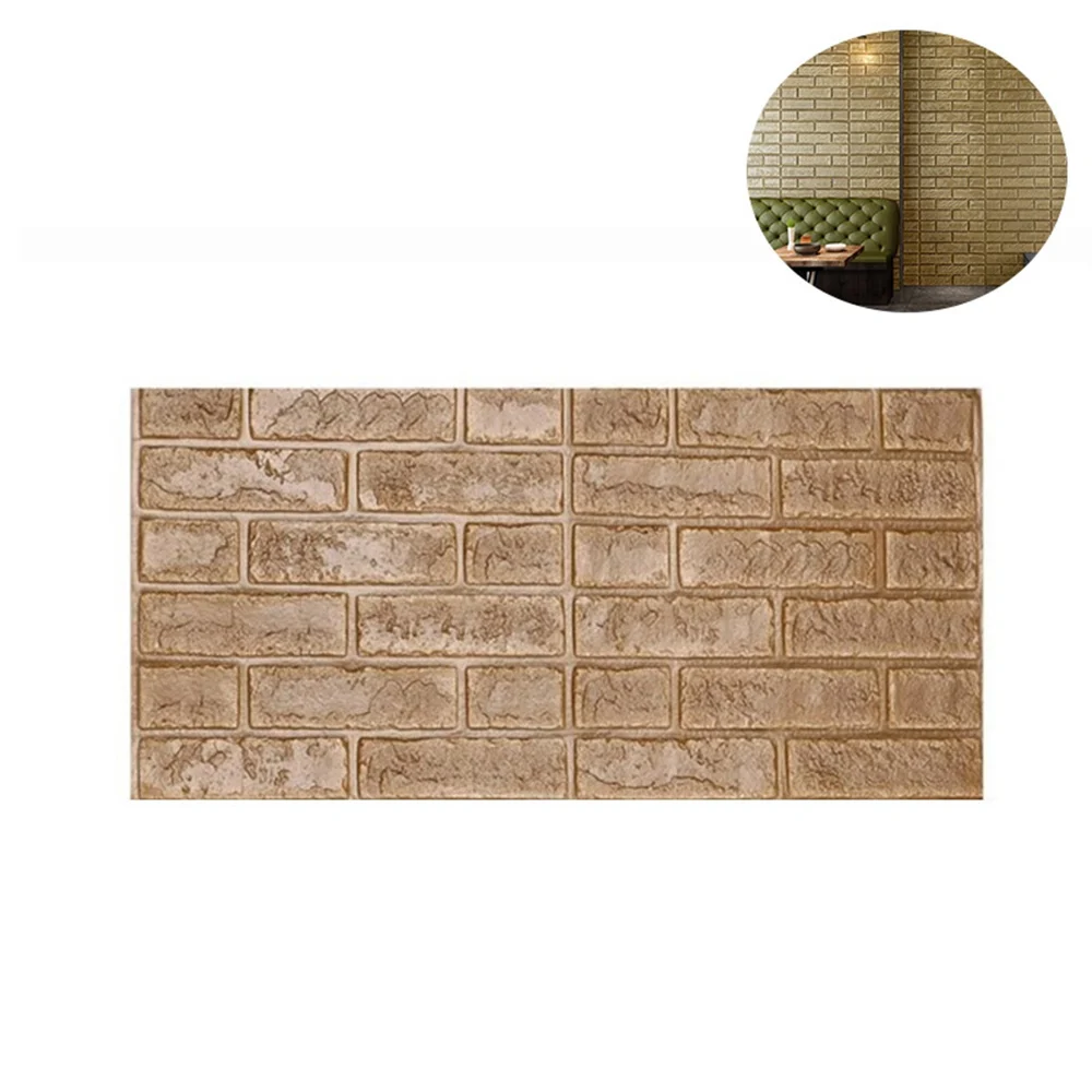 Pearl copper 3D кирпичная текстурированная настенная наклейка, настенные панели, наклейки, самоклеющиеся водонепроницаемые обои из пены для ТВ, дивана, фона, художественный декор стен - Цвет: Pearl copper
