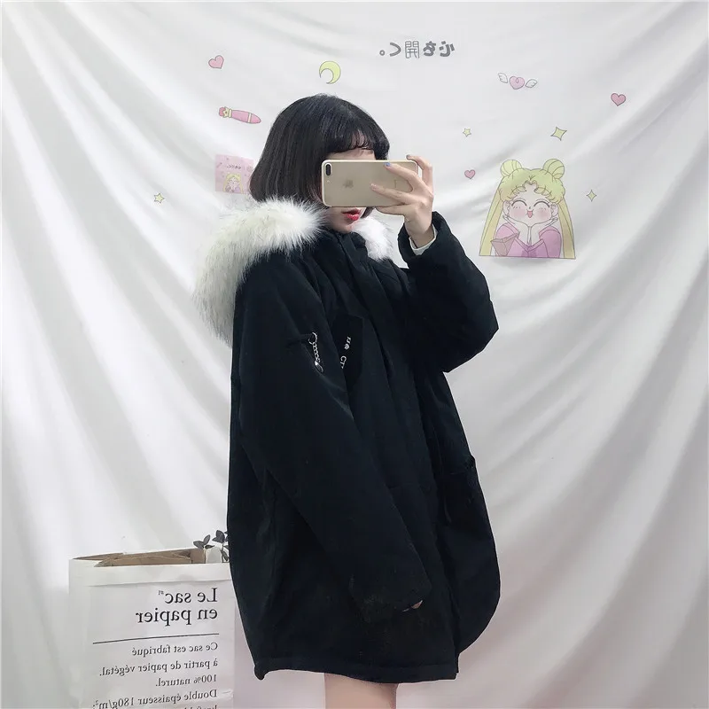 Chaquetas mujer invierno 2018 одежда Утепленная стеганая куртка для девочек черный hooede harajuku