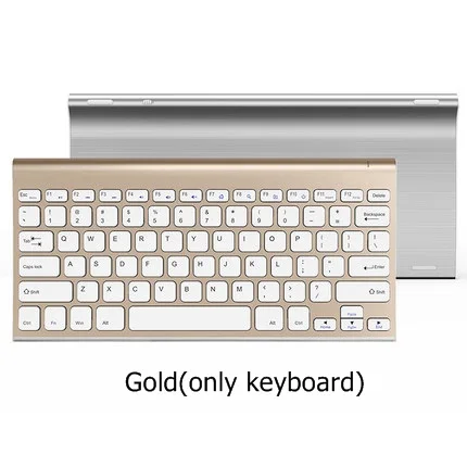 Gold keyboard only B. O. W HW086 металлическая ультра-тонкая Тихая 2,4 ГГц портативная беспроводная клавиатура и мышь комбо для настольного компьютера, ноутбука - Цвет: Gold keyboard only