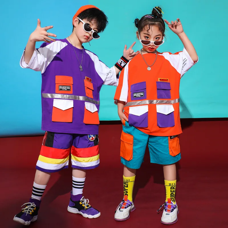 Летние крутые детские танцевальные костюмы в стиле хип хоп для девочек и