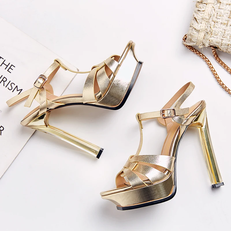 Женские сандалии-гладиаторы ISNOM на платформе из коровьей кожи высоком каблуке