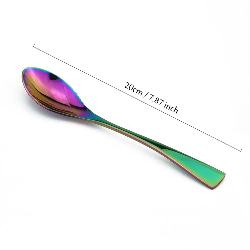 DESSERT SPOON JANKNG 1-Pieces Радужный набор посуды красочное Зеркало Набор посуды из нержавеющей стали Западный столовый набор для кухни аксессуары - Цвет: DESSERT SPOON