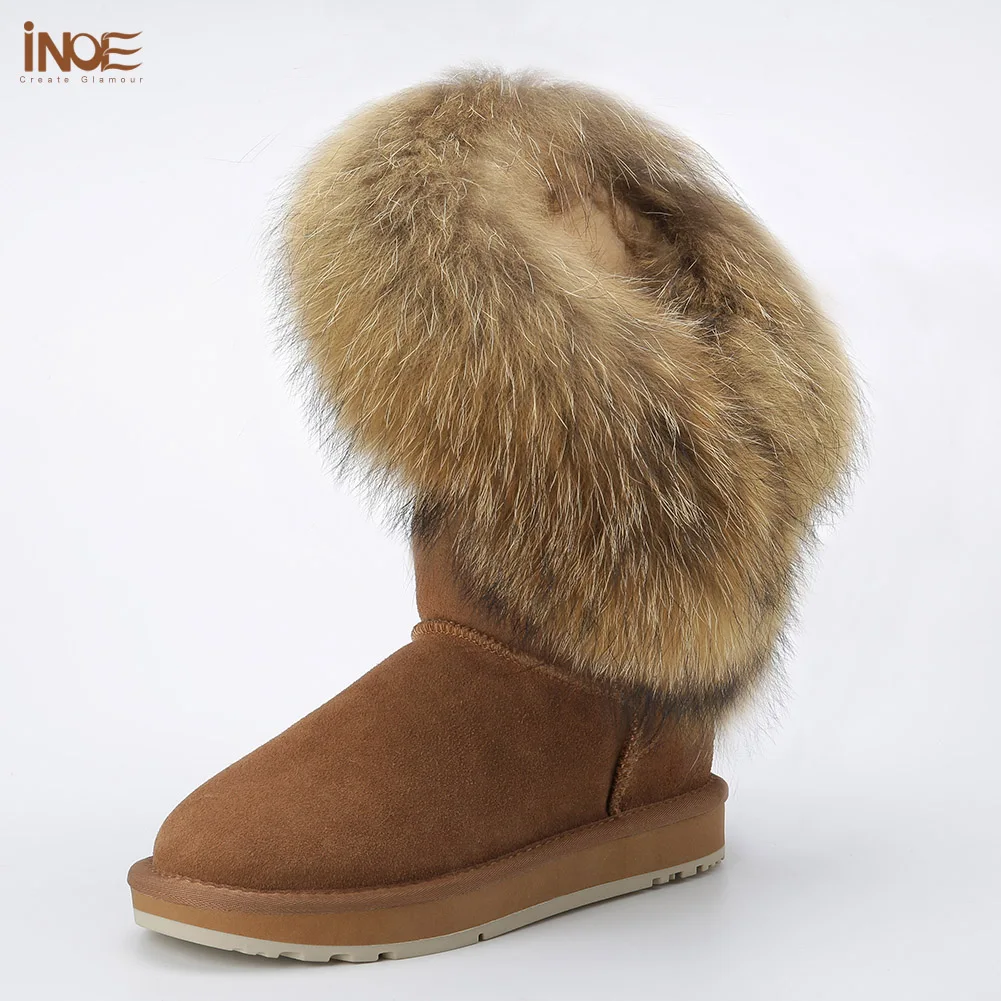 Ботинки женские зимние из натуральной коровьей замши и лисьего меха|fur winter boots|snow