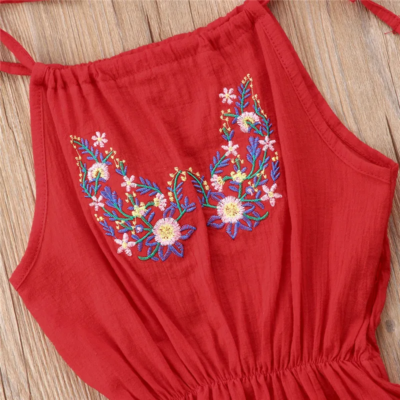 Kids Toddler Baby Girl Dress Summer Sleeveless Red Floral Cute Clothes Princess Beach Cotton Casual Girls Clothing Dresses | Детская