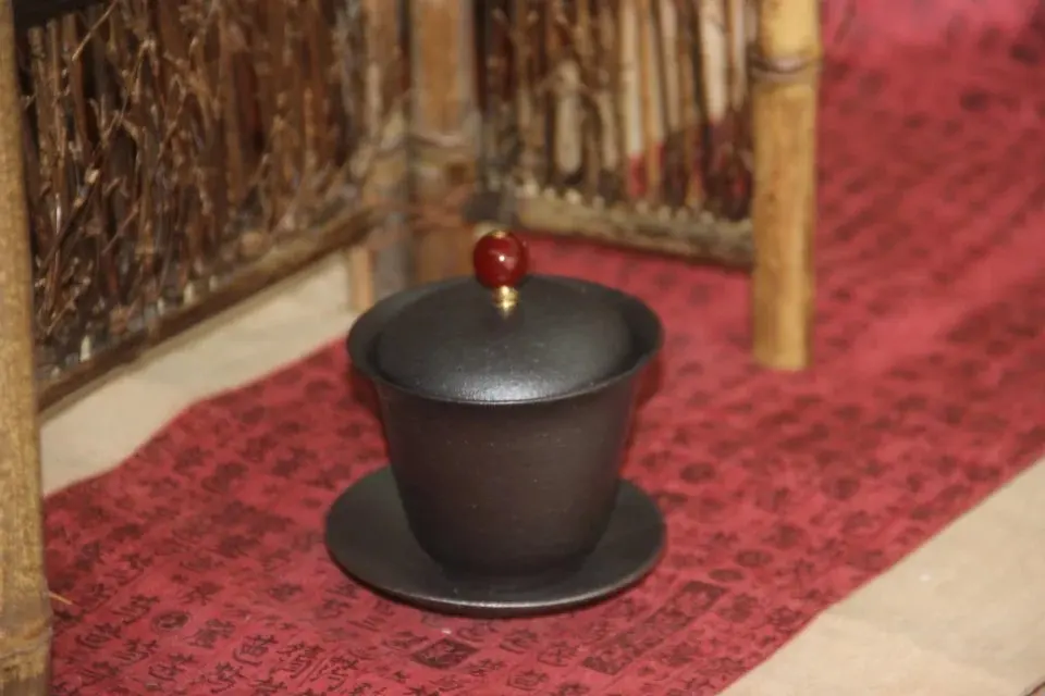 Китайский чайный сервиз gaiwan грубая керамика ручная черная Модель King kong черный