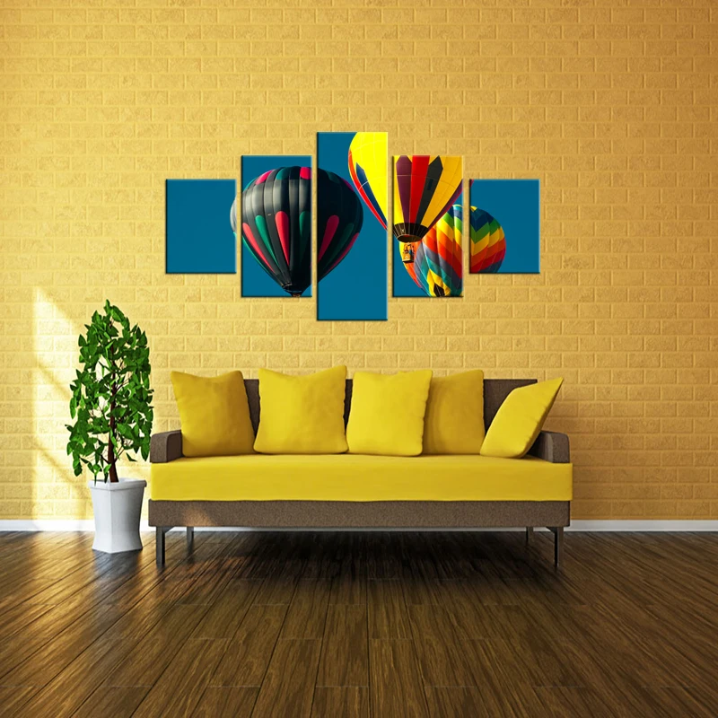 Современный домашний декор 5 шт. картина с воздушным шаром и морским пейзажем