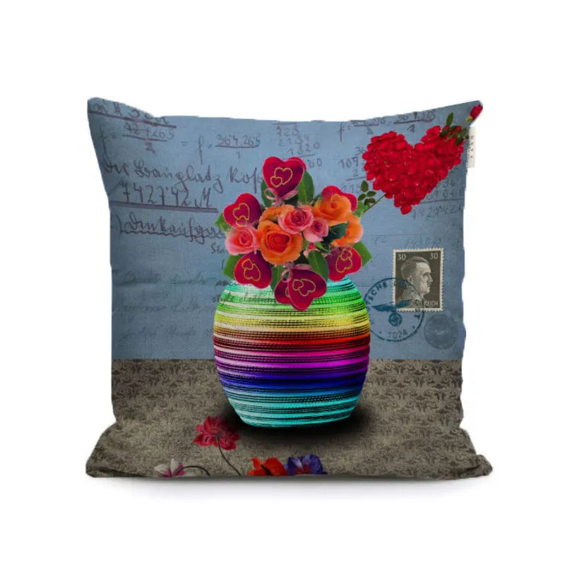 NORDIC painting flower vase cushion cover decor oil paintings throw pillow cases for sofa chair home living room | Дом и сад
