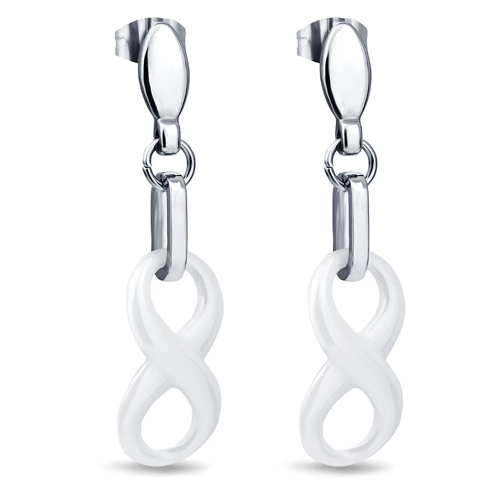 

Black and white 8 Infinity ceramics 316L Stainless Steel earrings for womens jewelry wholesale