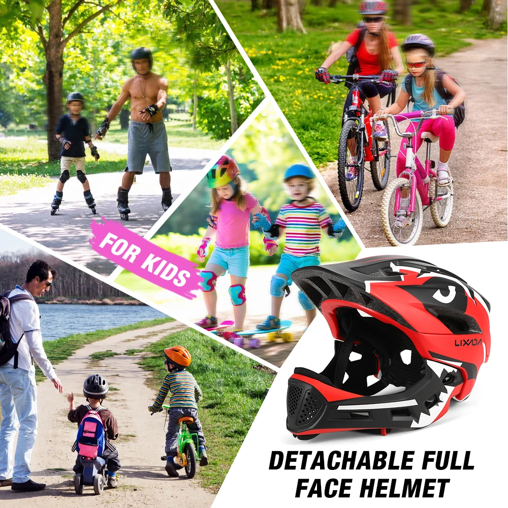 

Lixada Kids Detachable Full Face Helmet Children Sports Safety Helmet Motorcycle Children Helmet for Cycling Skateboarding