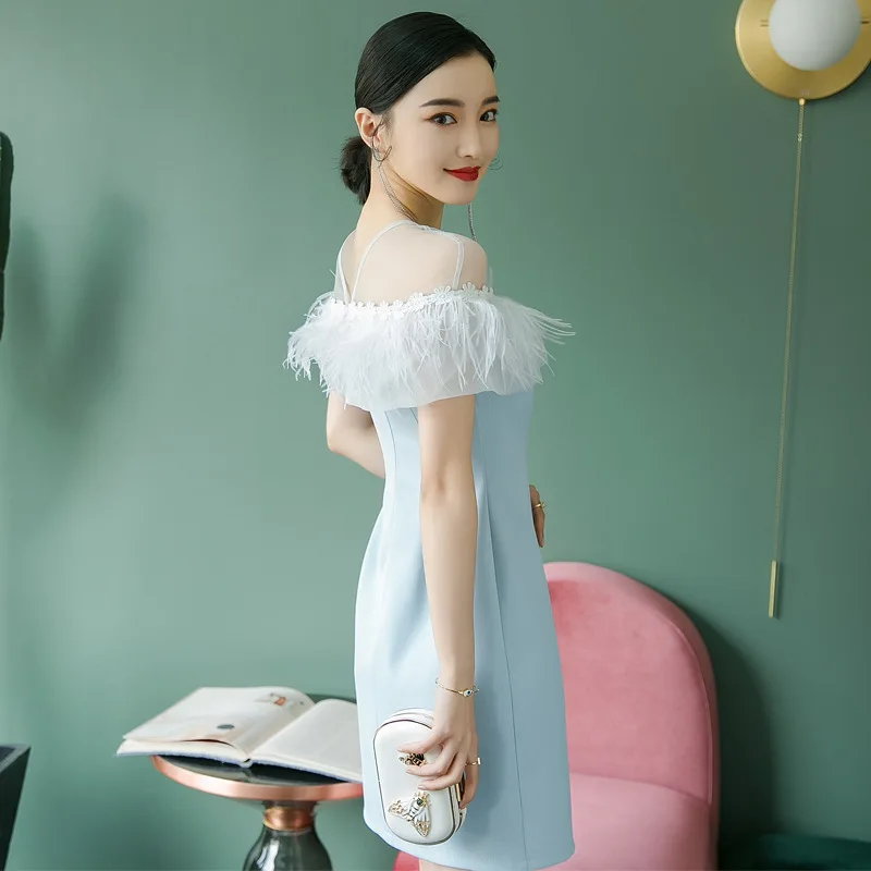 Beauty Emily Boat Neck Evening Dresses Lace Elegant Tassel Sleeveless Short Open Back Formal Gowns For Wedding Party | Свадьбы и
