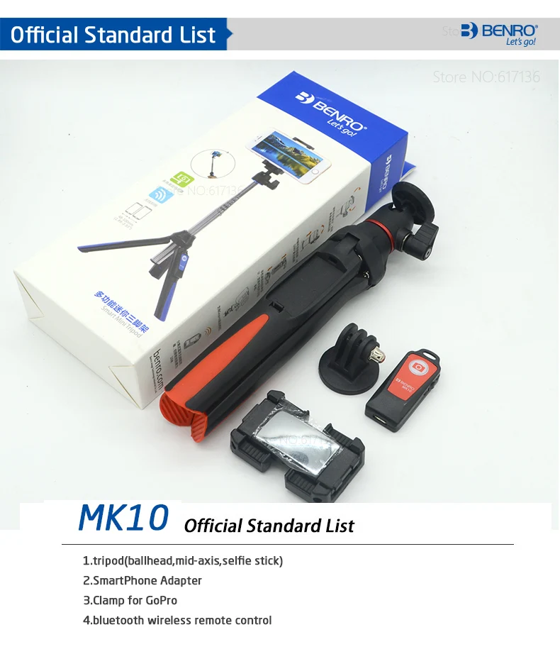 Benro MK10 настольная 4 в 1 Выдвижная селфи палка Live Holder Bluetooth пульт дистанционного управления для IPhone GoPro Huiwei MI Phone