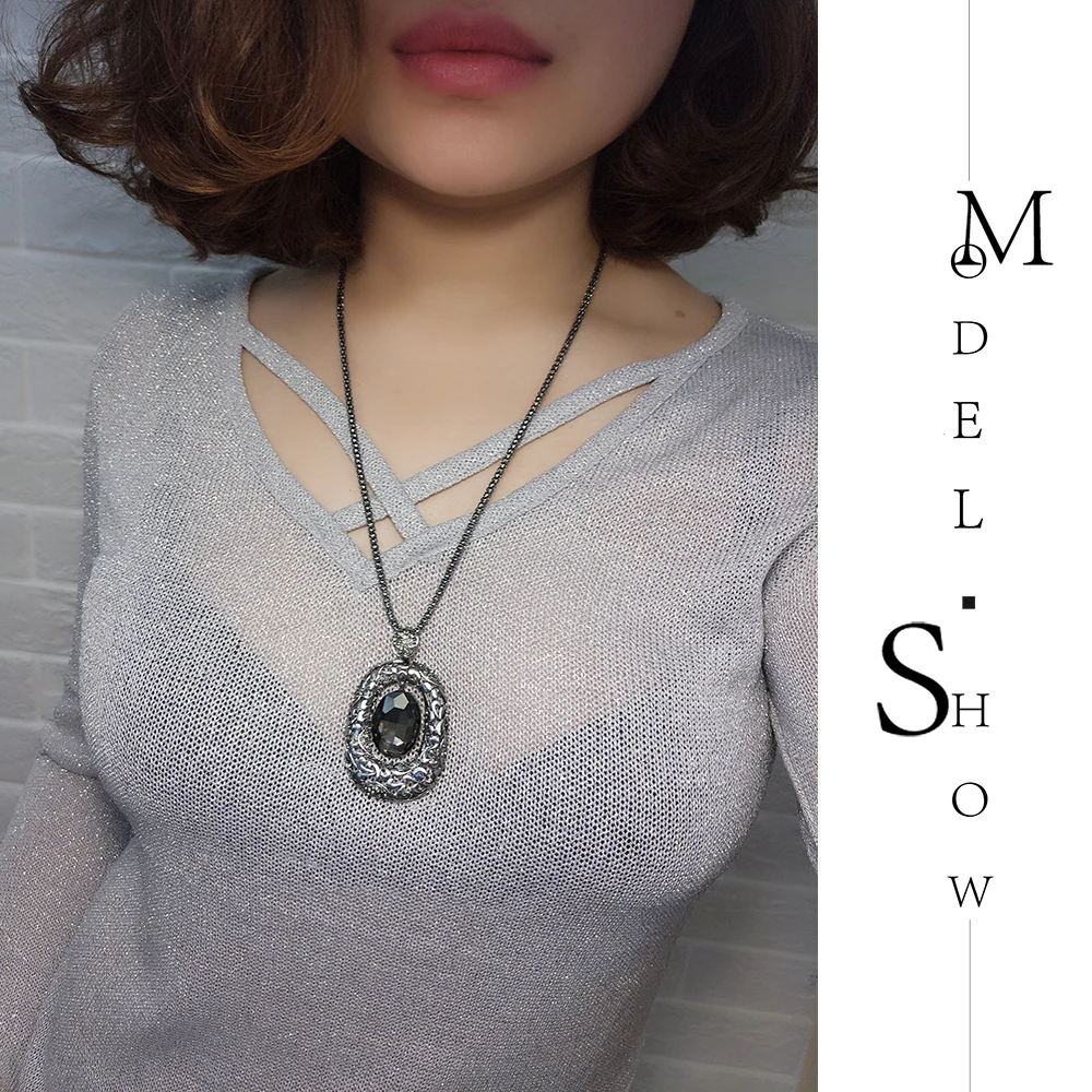 Женское Ожерелье с кулоном VEYO полым кристаллом квадратное на длинной цепочке |