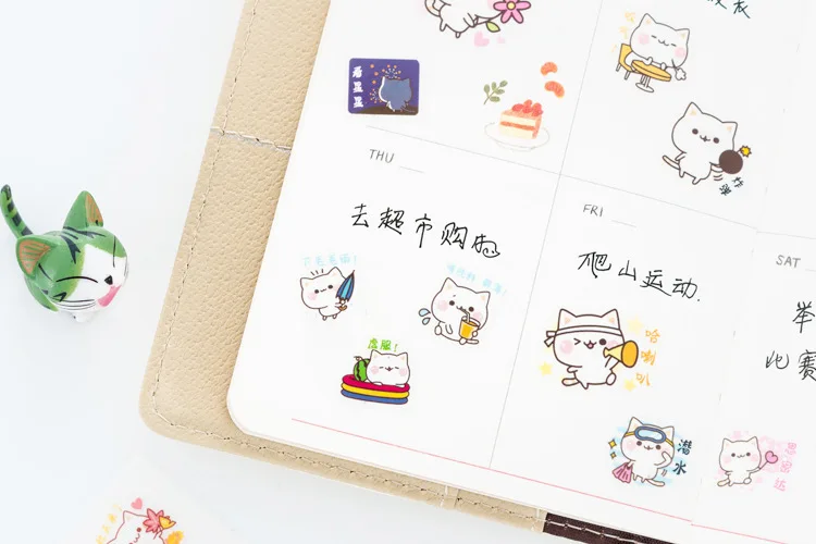 6 шт. kawaii cat ПВХ прозрачный Органайзер календарь Дневник Книга наклейка для планировщика украшение для альбома papeleria распродажа