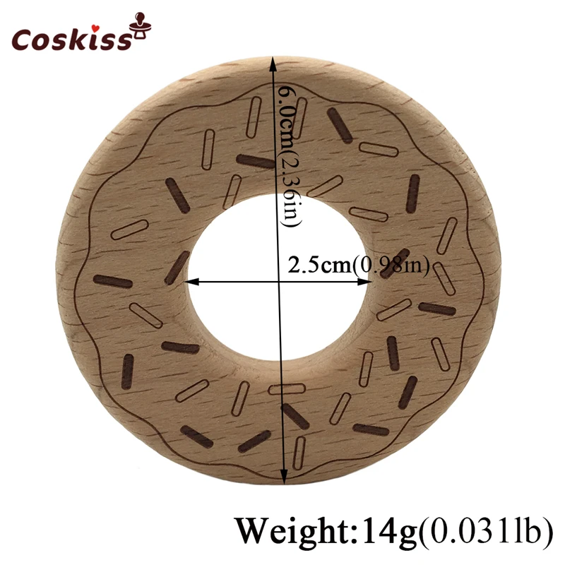 Детский деревянный Прорезыватель для зубов из бука пончики детский зажим соски