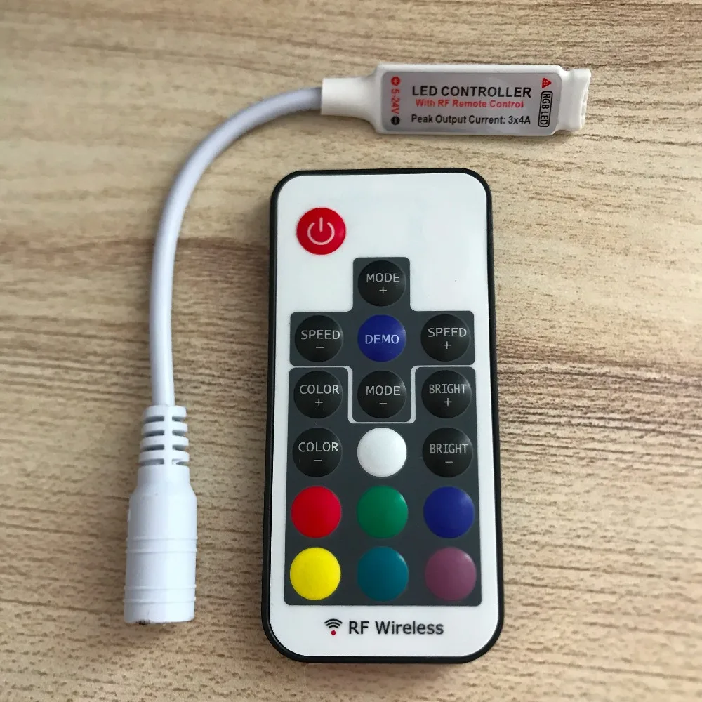 Светодиодный rgb контроллер DC12-24V 17key RF беспроводной пульт дистанционного управления для RGBSMD3528 5050 Светодиодная лента