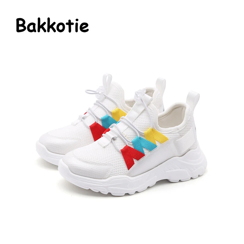 Bakkotie 2018 Spring Fashion New Child Sport Slip-On Shoes Kid Girl Brand Casual Sneaker Baby Boy Pu Leather Mesh Black Trainer | Детская